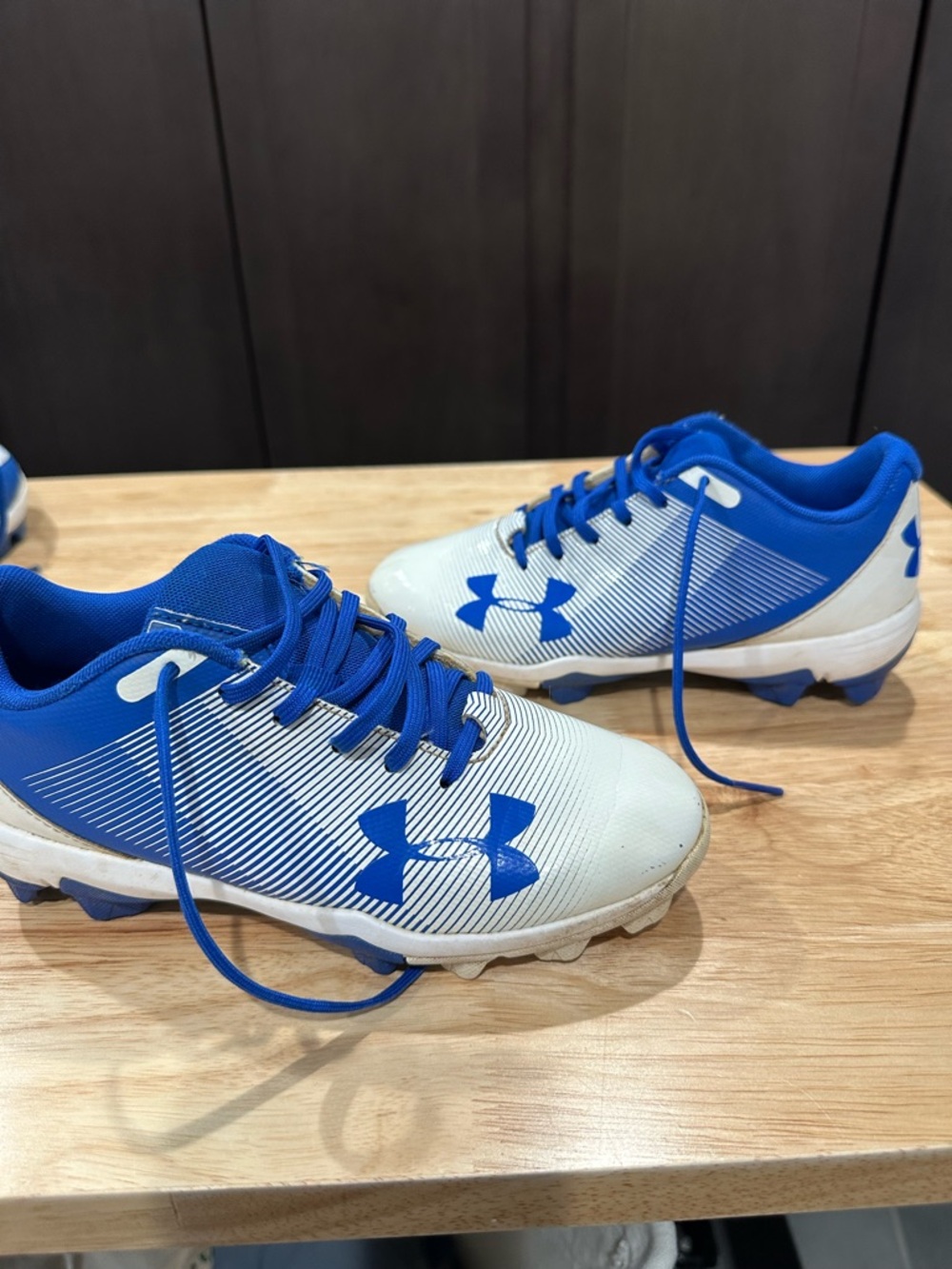 Under Armour Blue and White Kids' Soccer/Football Cleats